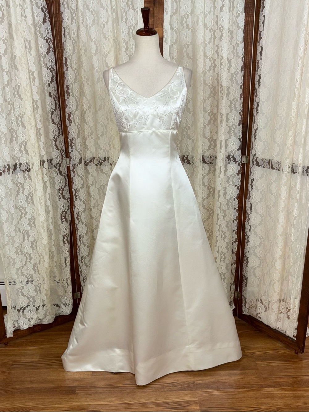 Elegant Vintage 90s Couture Collection Empire Waist Wedding Gown